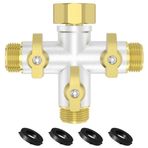 HOSEFACT Bahçe hortumu ayırıcı, 3 yollu, ağır hizmet tipi metal + tip musluk bağlantısı, dış mekan bahçe için 4 silikon rondelalı
