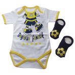 Hoşgeldin Bebek, Yenidoğan Unisex Bebek, Sarı Lacivert Fanatik Taraftar Badi ve Aksesuarlı Çorap Hediye Seti (9-12 AY)