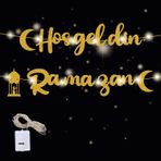 Hosgeldin Ramazan Ramazan çelengi, bayram mübarek dekorasyonu, Ramazan mübarek afişi, İslam afişi, dekorasyon, altın parıltılı Ramazan Kareem afişi, Ramazan bayrağı, bayram festivali partisi için