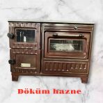 Hoşseven Emaye Kuzine Döküm Camlı Uyuyan Odun Kömür Sobası Fırınlı Soba