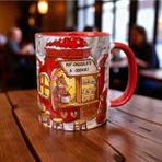 Hot Chocolate Cookies Kaliteli Porselen Cozy Kupa-Hediyelik Ev-Ofis-Çay-Kahve Kupası - Kırmızı - 330 ml