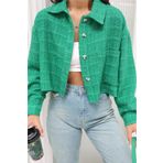 hot fashion Crop Ceket Yeşil S