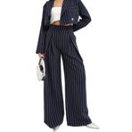 hot fashion ELYSIAN STORE-Kadın Pileli Çizgili Palazzo Pantolon Siyah S
