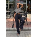 hot fashion ELYSIAN STORE- Pileli Yüksek Bel Palazzo Pantolon siyah M