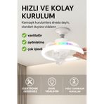 HOT POWER 360° Dönebilen E27 Tavan Vantilatörü Ampul LED Işık Uzaktan Kumandalı RGB Renkli Kısılabilir Vantila