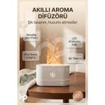 Hot Power Aroma Difüzör Hava Nemlendirici Ultrasonik Soğuk Sis Makinesi LED Aydınlatma Simülasyonu Renkli Alev - Siyah