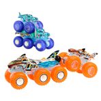 Hot Wheels Monster Trucks Toy Truck & Big Rig Multipack, 1:64 Ölçekli Mega-Wrex & Tiger Shark ile Eşleşen Power Smashers Deco