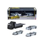 HOT WHEELS Premium Fleet Street Set – Porsche 911 GT1, Mercedes-Benz CLK-GTR, McLaren F1, Taşıyıcı Kamyonet