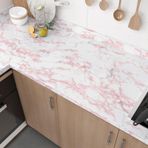 HotDecor Açık Pembe Mermer Duvar Kağıdı Mutfak Tezgahı için Parlak Mermer Vinil Wrap Kendinden Yapışkanlı Yatak Odası için Pembe Duvar Kağıdı Açık Pembe Yapışkan Arka Plastik Rulo Banyo Su Geçirmez