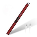 HOTERB Elektrik Arklı USB Şarj Edilebilir Çakmak, Uzun Fırtına ve Mum Çakmağı, USB C Şarj Kablolu, Rüzgar Geçirmez Dış Mekan İçin (Kırmızı)