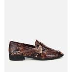 HOTİÇ Kadın Deri Kahverengi Yılan Baskılı Klasik Loafer
