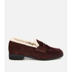 Hotiç Kadın Süet Deri Kahverengi İçi Kürklü Klasik Loafer