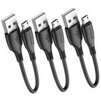HOTNOW Mikro USB Kablosu 0,2 m 6 inç Kısa Kablolar, [3 Paket, 0.5FT] Android Şarj Cihazı Dayanıklı Kısa Kablo Hızlı Şarj Kablosu Samsung Galaxy S7 S6 S7 Edge S5, Note 5, PS4 ve Daha Fazlası için