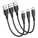 HOTNOW Mikro USB Kablosu 30cm Kısa Kablolar, [3 Paket, 0.3m] Android Şarj Cihazı Dayanıklı Kısa Kablo Hızlı Şarj Kablosu Samsung Galaxy S7 S6 S7 Edge S5, Note 5, PS4, Power Bank ve Daha Fazlası için