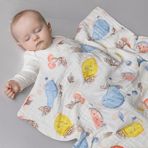 HOTUT Bebek battaniyesi, ince, nefes alan çocuk battaniyesi, %100 pamuk, 86 x 70 cm, muslin bebek battaniyesi, evrensel emekleme örtüsü, sarılma battaniyesi, kız ve erkek çocukları için hediye