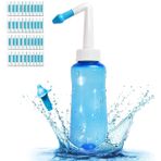 Houdian Neti Pot Sinüs Durulama Şişesi Burun Yıkama Temizleyici Basınçlı Durulama Burun Sulaması Yetişkinler ve Çocuklar için BPA İçermez 300 ML 40 Burun Yıkama Tuzu Paketi ile (40 paket)