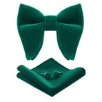 HOULIFE Papyon erkek seti – Ayarlanabilir papyon kadife önceden bağlanmış papyon, tek renkli mendil, damat düğün için kol düğmesi seti, resmi hediye kutusu ile, yeşil (deep green), L