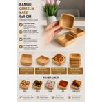 House Bird Bambu Çerezlik Kare 9x9 - Doğal Servis Kasesi