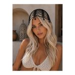 House Of Glix Glix Hair Vail %100 El Yapımı Örgü Bohem Simli File Yazlık Bere, Crochet Şapka, Toka Plaj Saç Aksesuarı,Saç Bandana