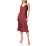 House of Silk Kadın İpeksi Saten Midi Boy Slip Elbise Bordo XS
