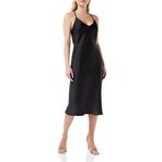 House of Silk Kadın İpeksi Saten Midi Boy Slip Elbise Siyah S