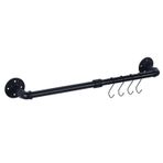 HouseAid 60 cm Endüstriyel Boru Havlu Çubuğu, Çiftlik Evi Demir El Havlusu Tutucu, Banyo için Vintage Stil Havlu Çubuğu, Duvara Monte, Mat Siyah (Kanca Dahil)