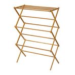 Household Essentials Bambu katlanır elbise kurutma rafı, lüks çamaşır rafı, 11 dübelli, çevre dostu, sağlam çerçeve, düz kurutma rafı