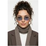 Houseofeyeris ELVA RIMLESS Oval Güneş Gözlüğü – Mavi Camlı, UV400 Korumalı, Gold Metal Detaylı Kadın
