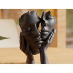 Housetrend Ethereal Embrace Modern Soyut Heykel – Estetik Çift Yüz Biblo ve Sanatsal Ev Aksesuarı – 3D Yazıcı Tasarımı Masaüstü Heykel, Ofis ve Salon Dekorasyonu (Mat Siyah)