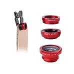 Housoutil 2 Takım 3 1 makro lens akıllı kamera telefon geniş açılı lens cep telefonu lensi telefon telefoto lens balık gözü akıllı telefon için telefoto lens evrensel telefon lensi kırmızı