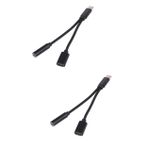 Housoutil 2 typec kulaklık şarj adaptörü Type-C kulaklık adaptörü Taşınabilir şarj adaptörü c tipi kulaklık adaptörü şarjlı kulaklık adaptörü kulaklık dönüştürücü örgülü kılıf Black