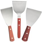 Housoutil 3 Parça Barbekü Spatulası Ince Metal Spatula Hamburger Spatulası Kalbur Kazıyıcı Metal Spatula Araçları Wok Aksesuarları Gıda Kazıyıcı Metal Yüzgeç Odun Teppanyaki Pişirme Aracı