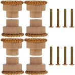 Housoutil 8 Bambu Sap Şifonyer Için Düğmeler Ratan Kabin Tutamakları Hasır Şifonyer Kolları Rattan Düğmeler Kamış Gardırop Kolları Çekmece Çeker Rattan Mobilya Çeker Büfe Bileşen Ahşap
