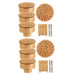 Housoutil 8 Kek Ahşap Sapı Çekmece Çeker Ve Kolları Boho Kabin Tutamakları Kapı Kolları Boho Şifonyer Kolları Dekoratif Kolları Çeker Hasır Dokuma Çeker Dolap Donanımı Odun