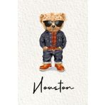 Houston: Cahier personnalisé avec prénom Houston | Cadeau d'anniversaire pour enfant, garçon, homme, copain ... | Nounours | 110 pages lignée, Petit Format 6x9 pouces (15,24 x 22,86 cm)