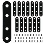 HOUYITOU 14 Parça Siyah Düz Düz Askı, Paslanmaz Çelik Sağlam Askılı, Ahşap Mobilya Sandalye Çekmece Dolabı için Düz Metal Askı 56 Parça Dayanıklı Vidalar (7,6 x 1,6 cm)