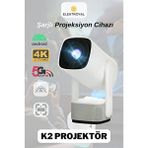 Howear K2 Şarjlı Projeksiyon Cihazı Android Bluetooth Ev Sineması Projektör - Beyaz