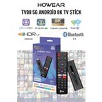 howear TV98 5G Android 8K TV Stick Akıllı TV Dönüştürücü Dual Wifi Bluetooth Destekli TV Stick