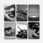 hoxaooi 3'lü set retro siyah-beyaz 911 araba posteri poster oda için, estetik tuval duvar sanatı, yatak odası dekoru poster 08x12 inç (20x30cm)