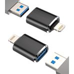 HOYULLI CJJ0114-ip-ogt-2piPhone OTG Adaptör Lightning Erkek - USB Dişi Dongle(2 Paket) 14 13 12 11 Pro Max Xr X Xs Se 7 8Plus Apple iPad Air Kamera Kart Okuyucu USB Flash Sürücü U Disk Mouse Klavye Hub