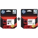Hp 650 Orjinal Renkli Kartuş - Hp Deskjet Ink Advantage 1015 Yazıcı Uyumlu - Siyah+Renkli