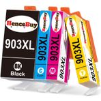 HP 903xl Multipack için HenceBuy 903XL Mürekkep Kartuşu Değiştirme, Officejet Pro 6950 6970 6760 Hepsi Bir Arada Mürekkep Püskürtmeli Yazıcı ile Uyumlu (Siyah, Cam Göbeği, Macenta, Sarı, 4'lü Paket)