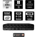 HP Elitedesk 8 Mini G1I Aı Core Ultra 5 225 Mini PC 8GB RAM 4TB SSD Win11 Pro + Per4 USB 998V3ETPN376 - Windows 11 Pro