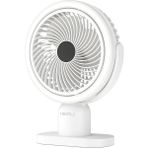 HP-F01 Işıklı Vantilatör USB Şarjlı Masaüstü Mini Fan – 3 Kademeli Hız Ayarlı Kompakt Gövde LED Işık - Beyaz