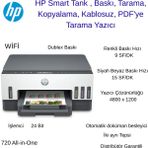 Hp Smart Wi-Fi All-In-One , Tanklı , Baskı, Tarama, Kopyalama, Kablosuz, Pdf'ye Tarama Yazıcı+ Paket ( A4+A5 )Kağıt Hediye - Siyah - Beyaz