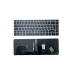 Hp Uyumlu Elitebook 840 G3 (5Du54ec), 840 G3 (5Fp33ec) Işıklı Klavye Siyah Tr Gümüş Çerçeveli