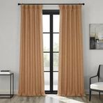 HPD Half Price Drages Sahte Keten Karartma Perdesi, Yatak Odası ve Oturma Odası İçin, 127cm x 213cm, 1 Panel, Tereyağı Rengi