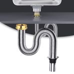 HPLIVE Banyo Paslanmaz Çelik Lavabo Sifonu Atık Drenajı Esnek Boru Hortumu, Lavabo Tesisat Parçaları (40 cm)