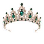 HPMAISON Kadın Siyah Saç Taç Vintage Düğün Tiaras Kraliçe Taç Gotik Başlık Fantezi Elbise Kafa Bandı Gelin Karnaval Balo Cadılar Bayramı Doğum Günü Noel Partisi Kostüm Aksesuarları, Large, Suni Elmas, Suni
