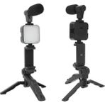 Hpytech Profesyonel Vlog Seti – Tripod + Mikrofon + LED Işık 🎥 | Youtube / Tiktok / Canlı Yayın / Röportaj - Çok Renkli